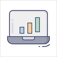 A laptop with a bar chart on it vector