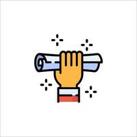Hand holding a roll of paper icon vector