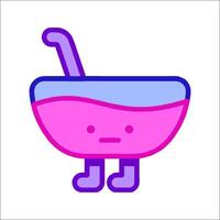 A pink and blue bowl with a spoon in it vector