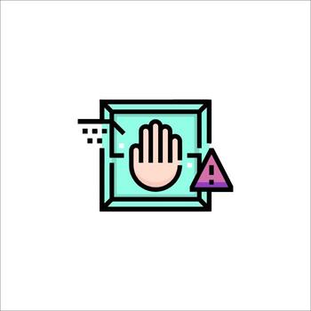 A hand with a hand in front of a square with a triangle vector