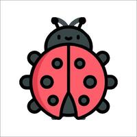 A ladybug icon with black spots and red spots vector
