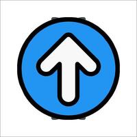 A blue and white arrow pointing up in a circle vector