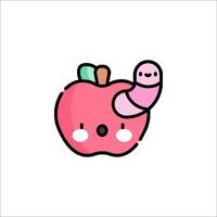 An apple with a worm on it vector