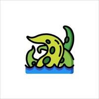 A green octopus is floating in the water vector