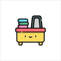 A cute little box with a stack of books on top vector