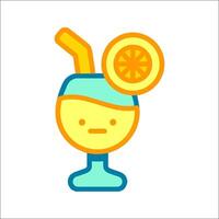 A drink with a lemon slice and straw vector
