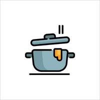 A pot with a lid on top and a spoon on the side vector
