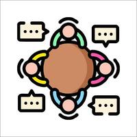 People in a circle with speech bubbles around them vector