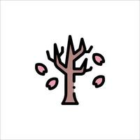 A tree with leaves on it is shown in a simple line drawing vector