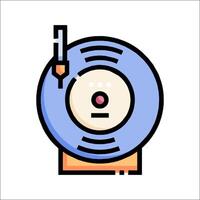 A record player with a needle and a record on it vector