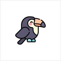 A cute toucan bird icon in a flat style vector