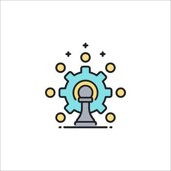 A chess piece with gears and a clock icon vector