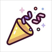 A yellow cone with confetti and stars vector