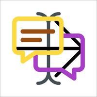 A pair of speech bubbles with arrows pointing to them vector