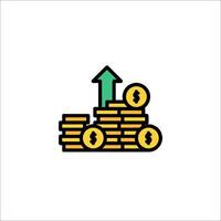 Money stack icon with green arrow and money vector