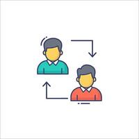Two people are connected by a line icon vector