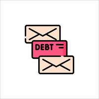 Debt mail icon vector
