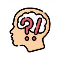 Question mark icon in the head of a person vector