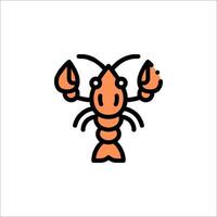 A lobster icon in a simple line style vector