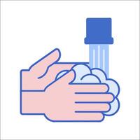 A hand washing with soap and water vector