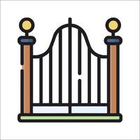 An illustration of a gate with two pillars vector