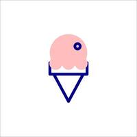 A pink ice cream cone with a blue outline vector