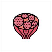 A red and pink flower with dots on it vector