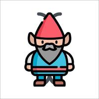 A cartoon gnome with a red hat and beard vector