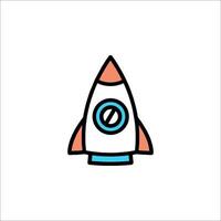 A rocket ship icon with a blue and orange color vector