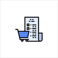 A shopping cart and a receipt icon vector