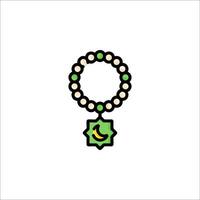 A green and white bracelet with a crescent and moon vector