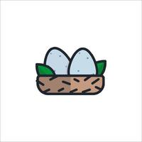 A bird's nest with two eggs in it vector