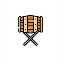 A wooden barrel with crossed sticks icon vector