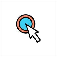 A mouse cursor pointing at a button icon vector