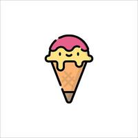 A cartoon ice cream cone with a pink and yellow face vector