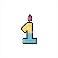 A birthday candle with the number one on it vector