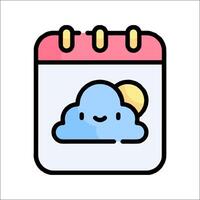 A calendar with a cloud and sun in it vector