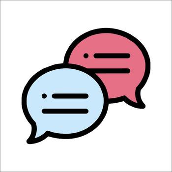 Two speech bubbles with a line connecting them vector