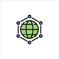 A globe with a network around it vector