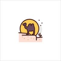 A camel is standing on a hill in the desert vector