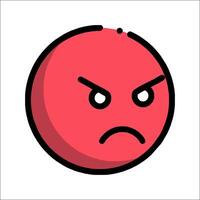 A red angry face with a black border vector