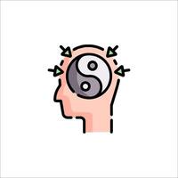 Yin and yang symbol in the head of a person vector