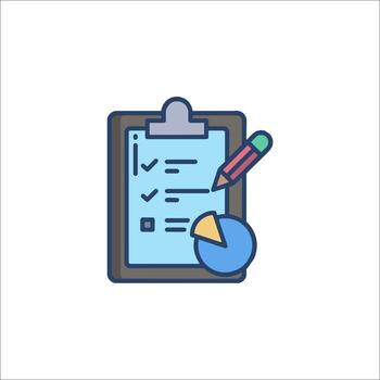 A clipboard with a pencil and a check mark on it vector