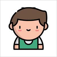 A cartoon boy with a green apron on vector