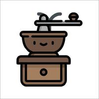 A cartoon character is sitting on top of a coffee grinder vector