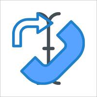 A blue arrow pointing to a phone vector