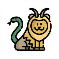 A cartoon lion with a snake on its head vector