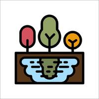A cartoon illustration of a tree and a river vector