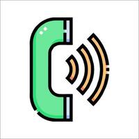 A phone icon with a green and orange color vector