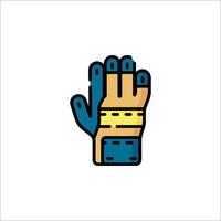 A glove with a yellow and blue hand on it vector